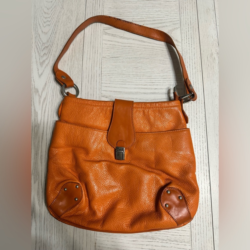 Orange Cristina Leather Shoulder Bag